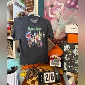 Adult Swim Rick & Morty Shirt Gray Characters Logo Tee